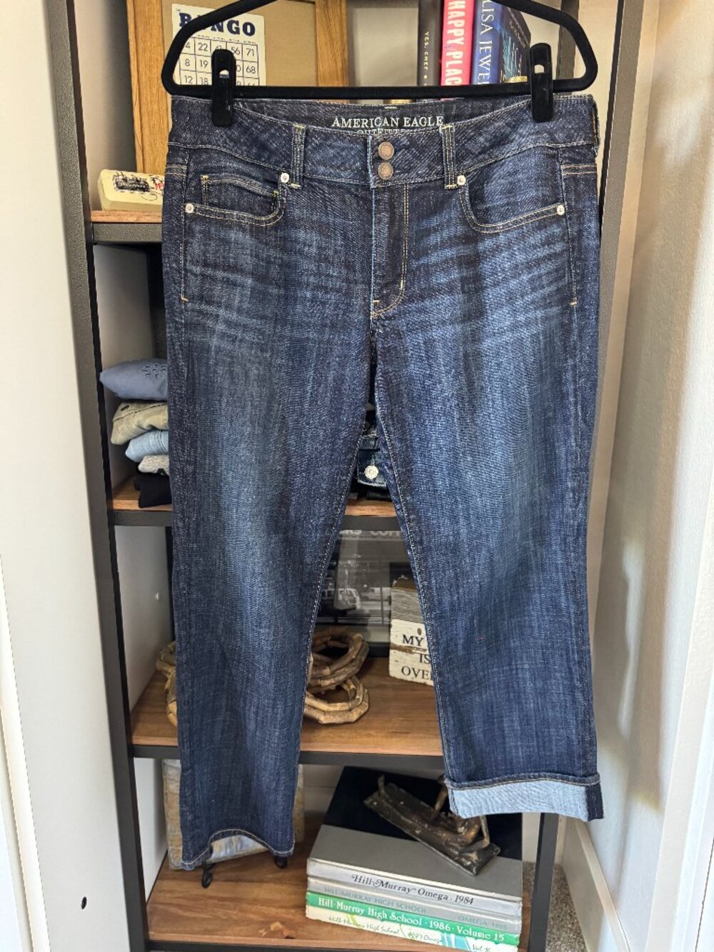 American Eagle Artist Crop Stretch Dark Denim - Size 12